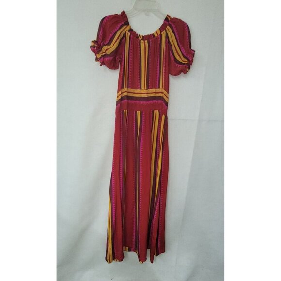 Anthropologie Anupamaa Tesni Striped Maxi Dress Womens XS‎ Pink Gold Purple Silk - Picture 7 of 13